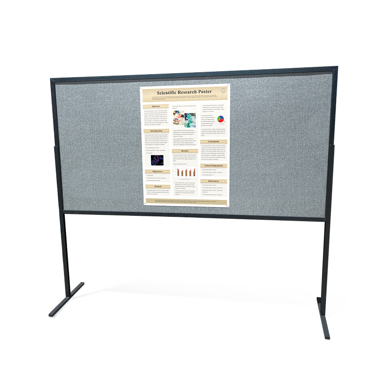 30 by 40-inch portrait aligned research poster on a 4 by 8-foot self-standing poster board