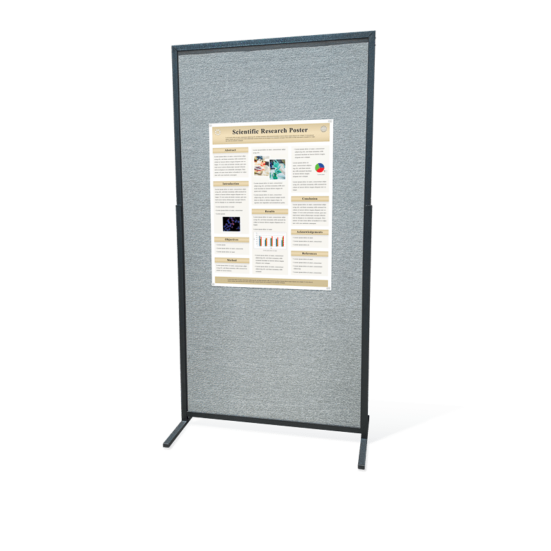30 by 40-inch portrait aligned research poster on a 4 by 8-foot vertical self-standing poster board
