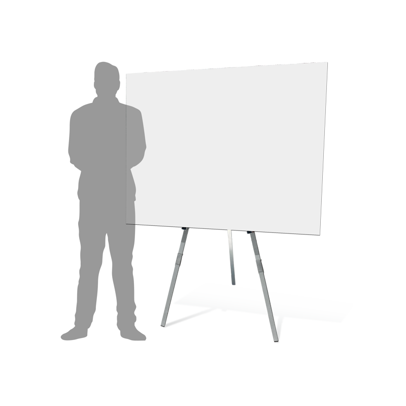 Thirty-six by forty-eight inch white rigid foam board on a tripod easel stand