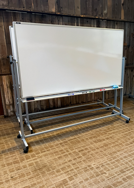 Forty by seventy-two inch dry-erase whiteboards with markers and erasers
