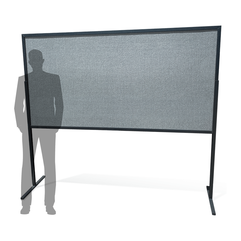 4 by 8-foot self-standing two-sided poster board with person silhouette for scale