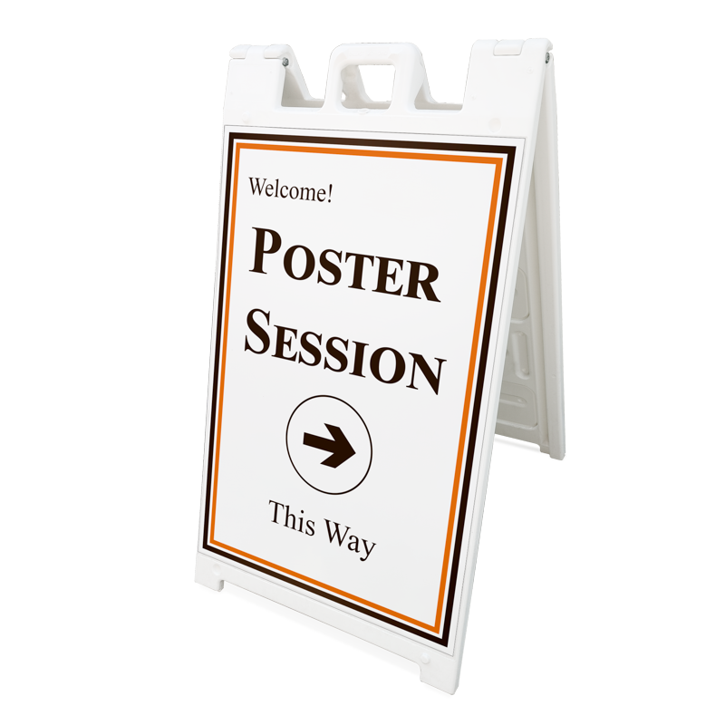 Twenty by thirty-six double-sided white plastic a-frame sign