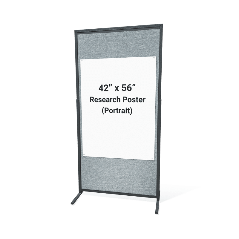 42 by 56-inch portrait aligned research poster with noted dimensions