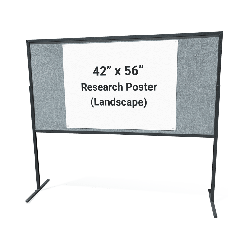 42 by 56-inch landscape aligned research poster with noted dimensions